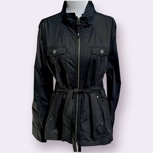 Dalia~Women’s Cotton Jacket~Size L~Black~Full Zipper~Mock Neck